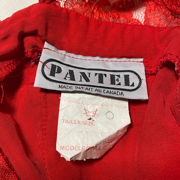 Vintage Early 80s Fire Red Open Back Lace Dress - Picture 7 of 9